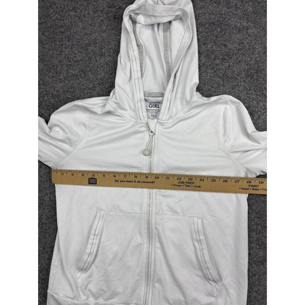 Athleta Girl Hoodie Girls XXL/16 White Full Zip Thumbholes Lightweight Jacket - Picture 4 of 7